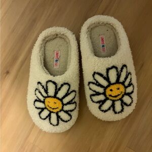 Limited Too Cream Slippers with Smiley Daisy